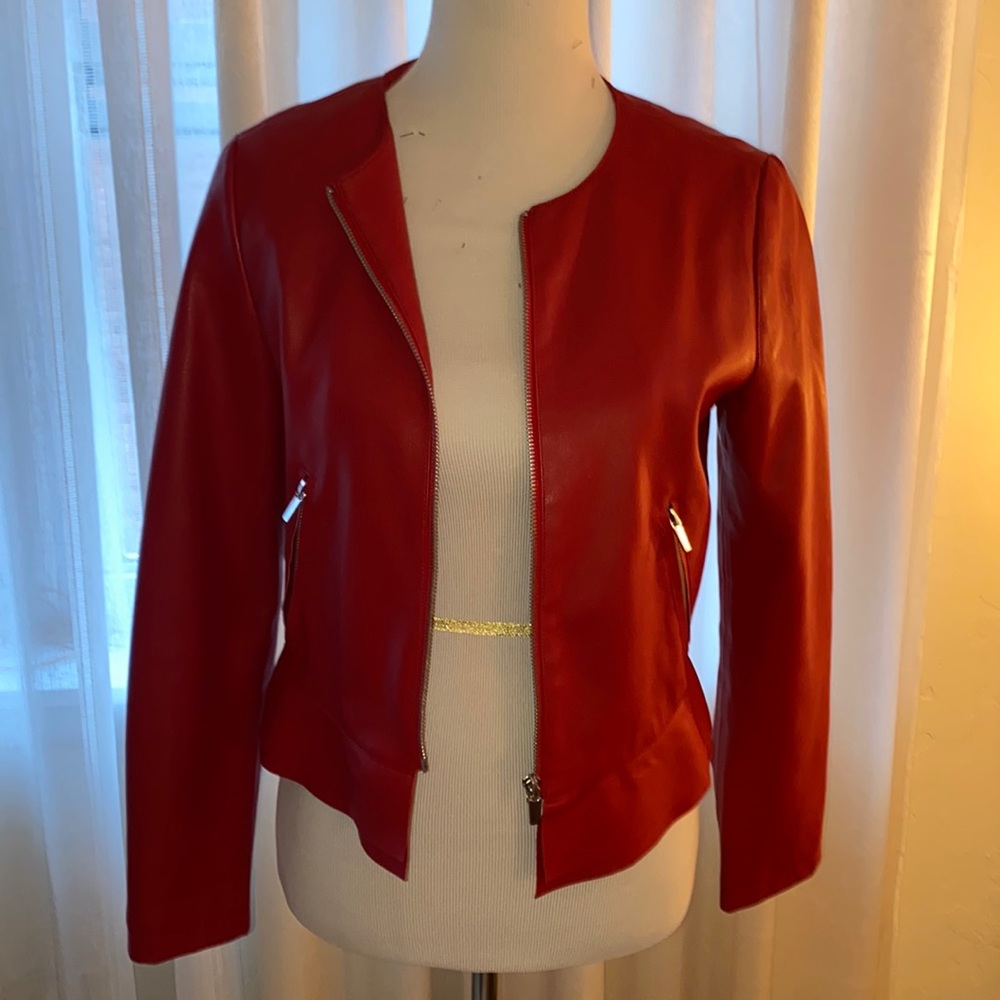 Red Faux Bomber Jacket from Italy Zara